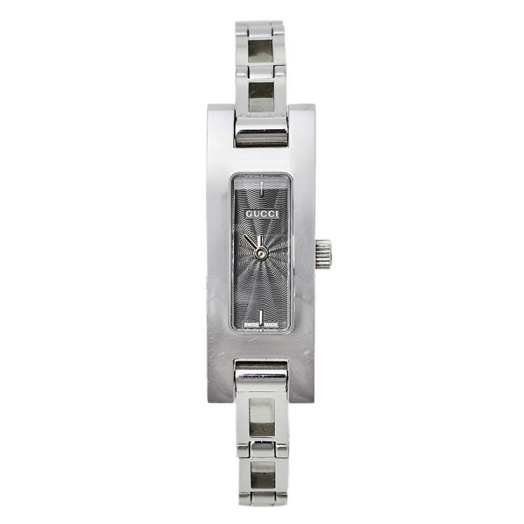 Gucci 3900l Vintage Stainless Steel Watch 34mm Silver Textured Dial Rare